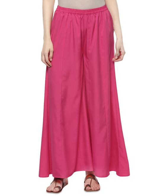 pink crepe casual palazzo - 14382990 - Very Small Image - 1