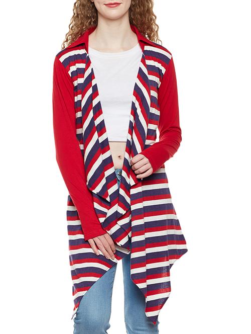 thumb hole sleeved asymmetric shrug - 14383988 - Very Small Image - 1