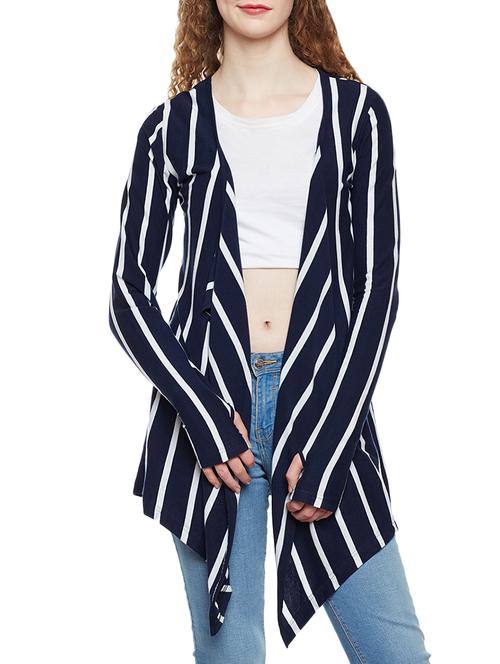 thumb hole sleeved striped shrug - 14383998 - Very Small Image - 1