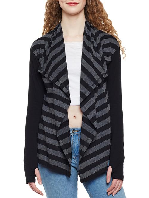 thumb hole sleeved asymmetric shrug - 14384003 - Very Small Image - 1