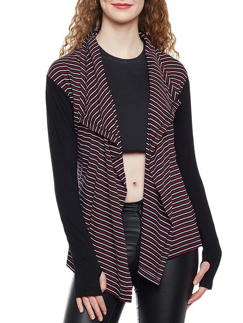 thumb hole sleeved asymmetric shrug - 14384004 - Very Small Image - 1