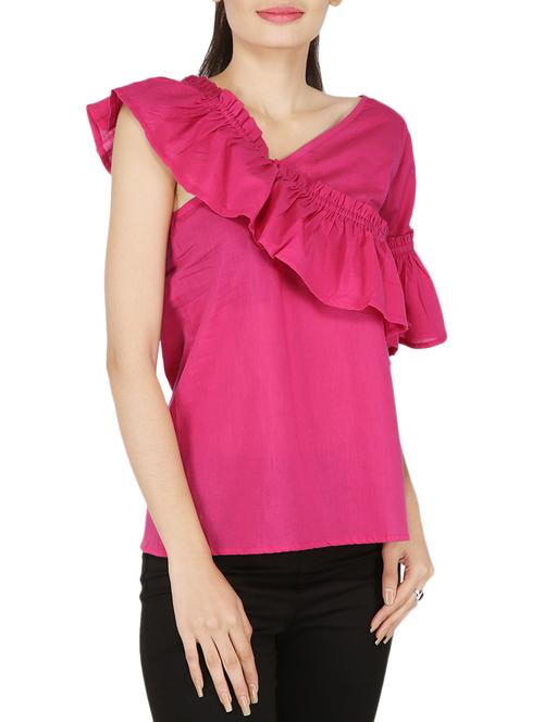 pink cotton ruffle top - 14384153 - Very Small Image - 1