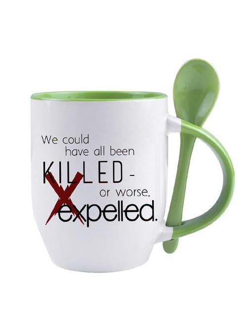 white ceramic "we could killed" quoted printed mug - 14384361 - Very Small Image - 1