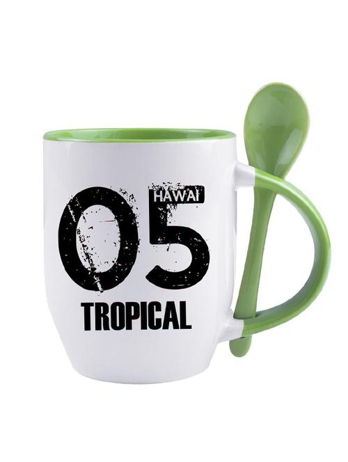 white ceramic "05 tropical" printed mug - 14384371 - Very Small Image - 1