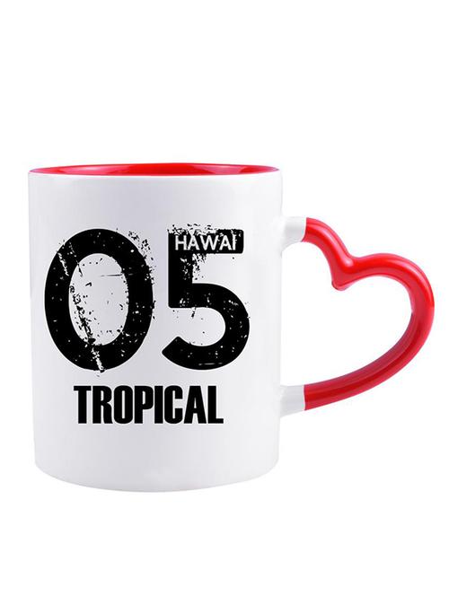 white ceramic "05 tropical" printed mug - 14384373 - Very Small Image - 1