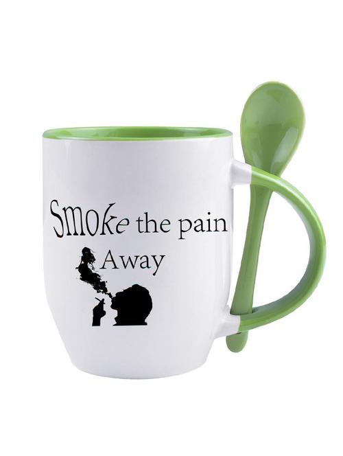 white ceramic "smoke the pain" quoted printed mug - 14384386 - Very Small Image - 1