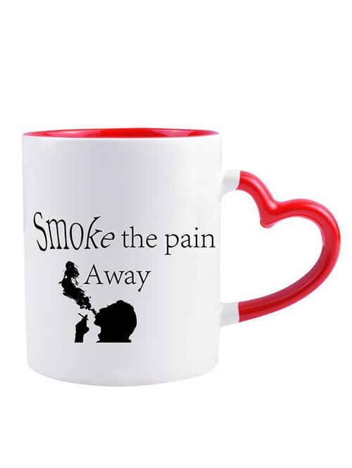 white ceramic "smoke the pain" quoted printed mug - 14384388 - Very Small Image - 1