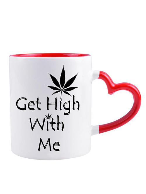 white ceramic "get high with me" quoted printed mug - 14384393 - Very Small Image - 1