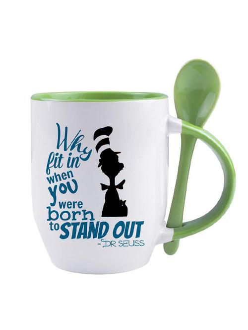 white ceramic multi"born to stand out" quoted printed mug - 14384411 - Very Small Image - 1