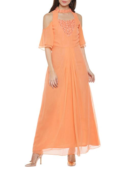 orange embellished maxi dress - 14385926 - Very Small Image - 1
