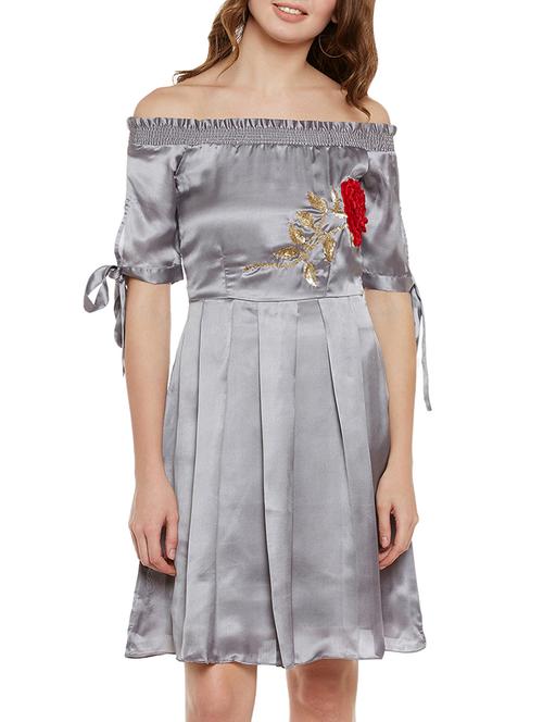 silver embroidered fit & flare dress - 14385934 - Very Small Image - 1