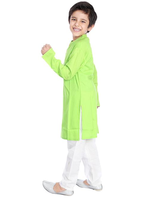 green silk blend kurta pyjama set - 14387752 - Very Small Image - 1