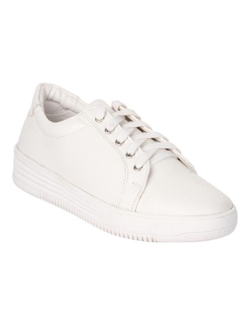 white faux leather laceup sneakers - 14388068 - Very Small Image - 1