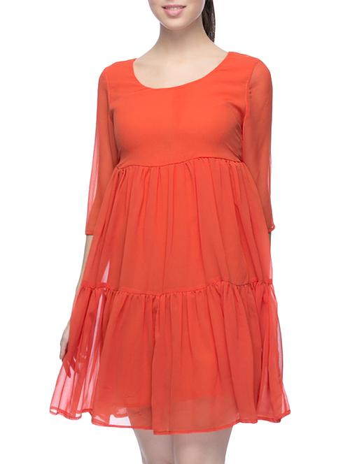 solid orange casual dress - 14390757 - Very Small Image - 1