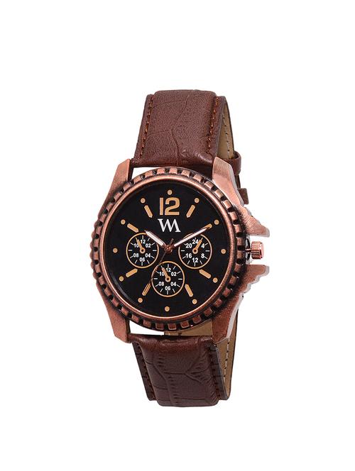 watch me black dial brown leather strap watch for men and boys awc-008 - 14391183 - Very Small Image - 1