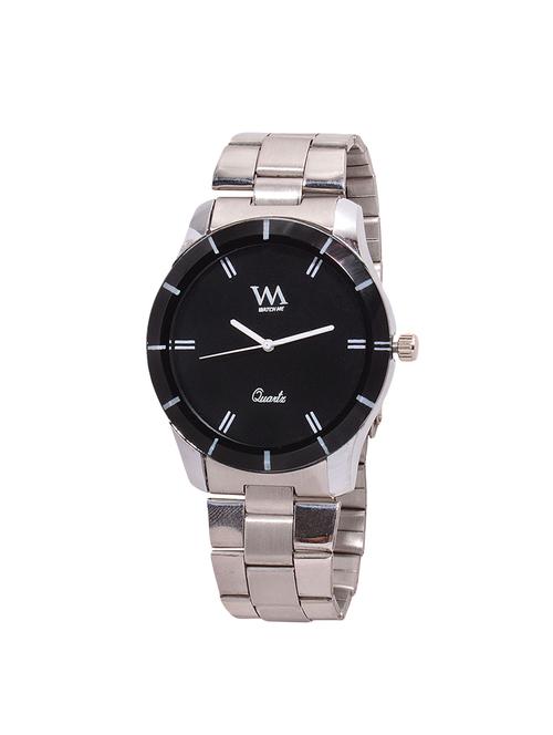 watch me black dial silver leather strap watch for men and boys awc-011 - 14391186 - Very Small Image - 1
