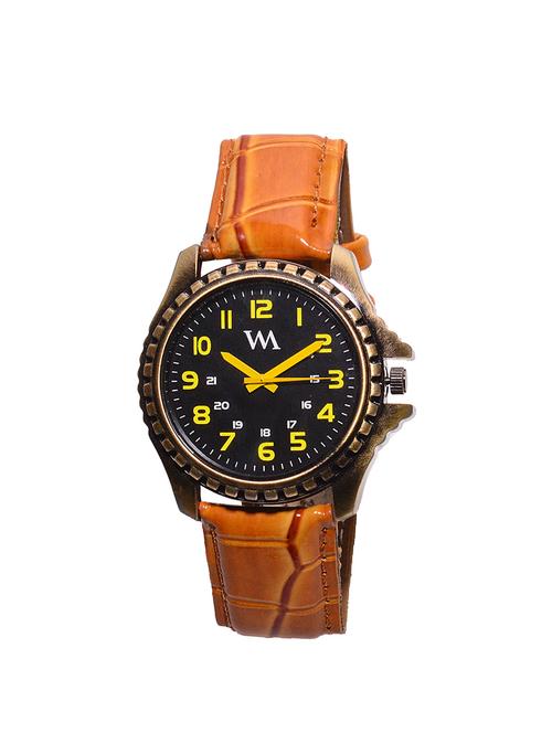 watch me black dial brown leather strap watch for men and boys awc-014 - 14391189 - Very Small Image - 1