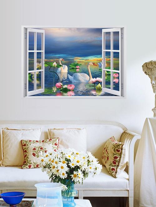 duck in water drawing 3d wall stickers - 14391430 - Very Small Image - 1