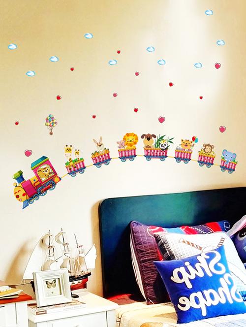 cartoon train animals decals design theme wall stickers - 14391446 - Very Small Image - 1