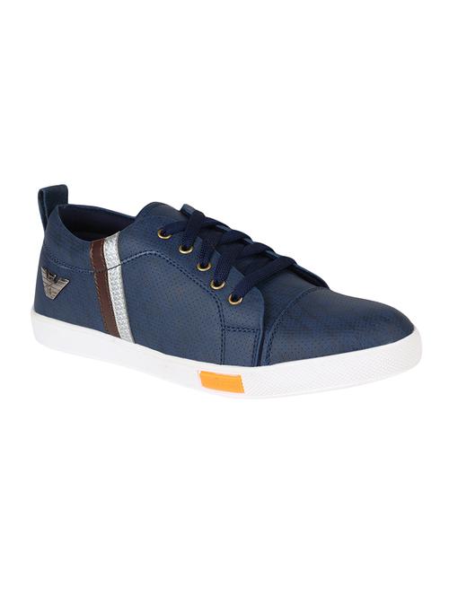 navy blue striped lace up sneakers - 14391457 - Very Small Image - 1