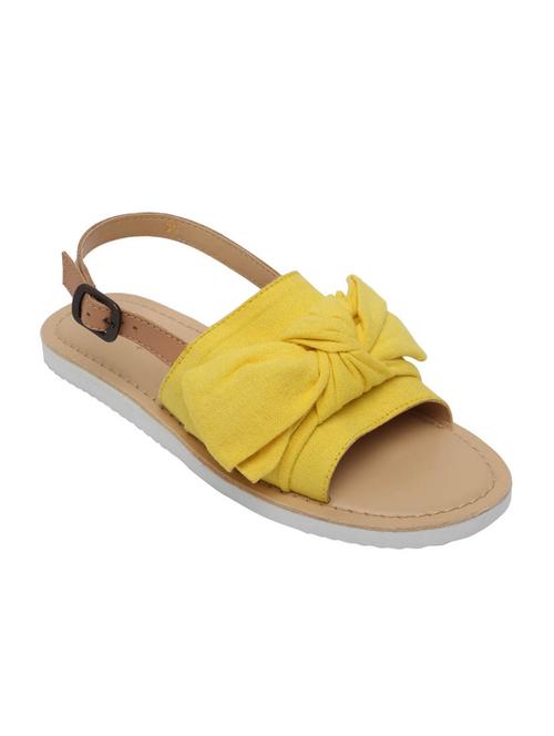 yellow bow trim leather sandal - 14393369 - Very Small Image - 1