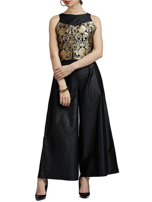 black silk kurta palazzo set - 14394130 - Very Small Image - 1