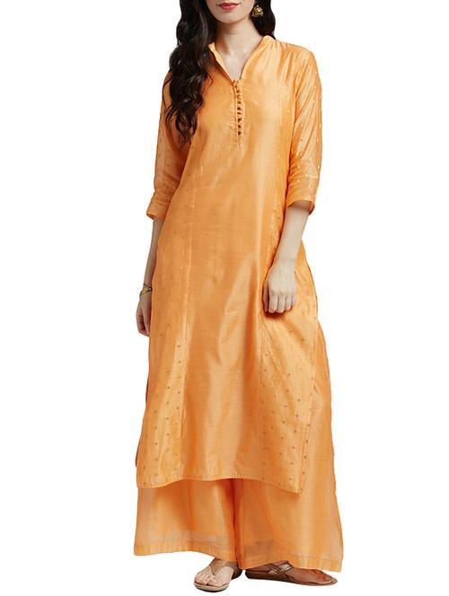 orange viscose kurta palazzo set - 14394168 - Very Small Image - 1