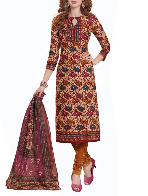 multicolored printed dress material - 14395873 - Very Small Image - 1