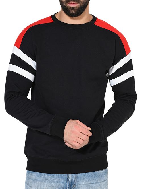 black cotton color block sweatshirt - 14397052 - Very Small Image - 1