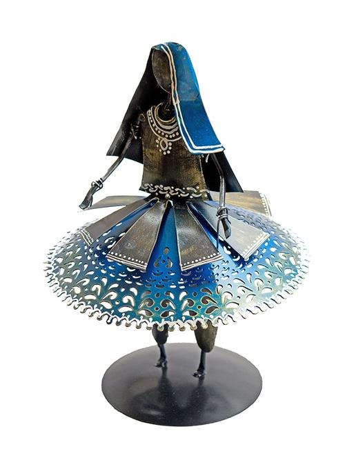 rajasthani dancing lady iron handicraft blue color - 14397973 - Very Small Image - 1