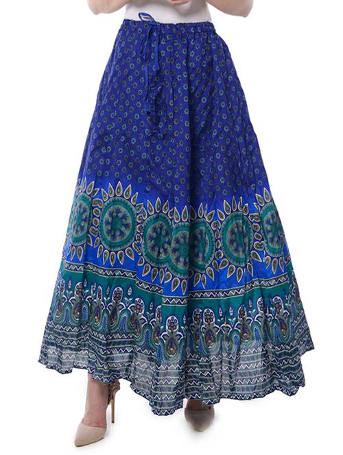 blue raw silk long skirts - 14399664 - Very Small Image - 1