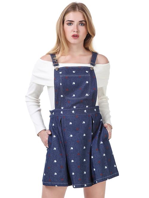 pleated denim pinafore dress - 14399775 - Very Small Image - 1
