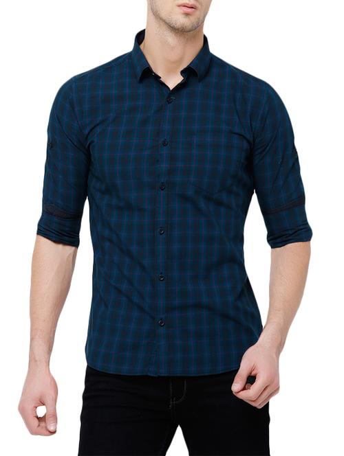 dark blue cotton casual shirt - 14401390 - Very Small Image - 1