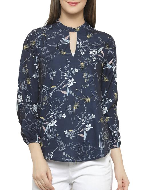 navy blue printed top - 14401432 - Very Small Image - 1