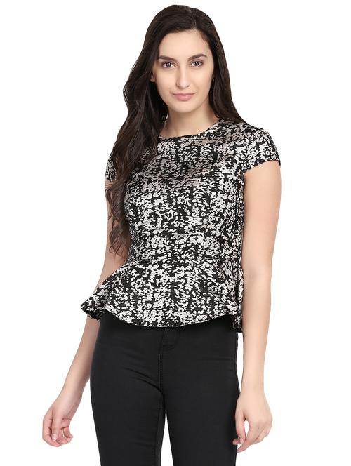 cap sleeve peplum top - 14402303 - Very Small Image - 1