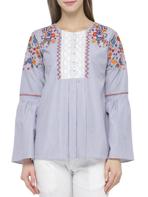 blue cotton stripped top - 14402459 - Very Small Image - 1