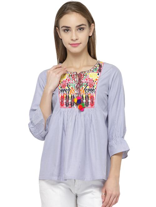 blue cotton stripped top - 14402461 - Very Small Image - 1