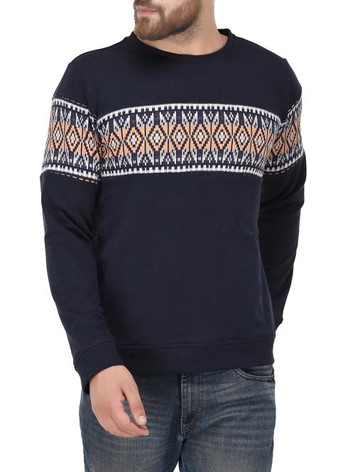black cotton chest print sweatshirt - 14402616 - Very Small Image - 1