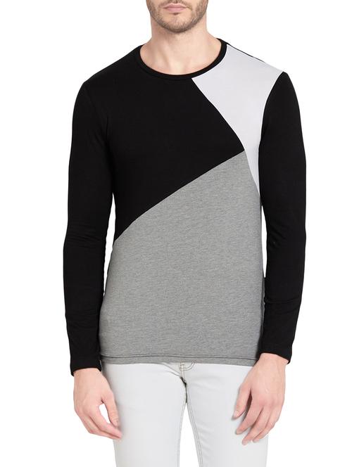 multi colored cotton color block print t-shirt - 14404504 - Very Small Image - 1