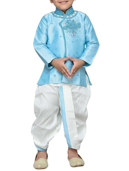 light blue cotton kurta set - 14405586 - Very Small Image - 1