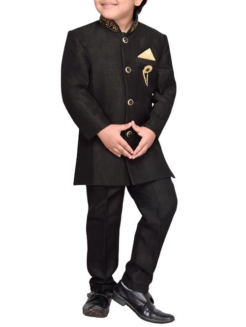 black silk blend kurta sets - 14405601 - Very Small Image - 1