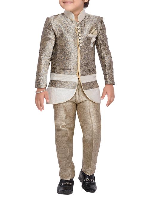 beige silk blend kurta sets - 14405621 - Very Small Image - 1