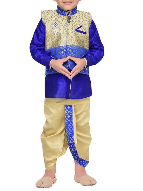 light blue silk blend dhoti kurta sets - 14405644 - Very Small Image - 1