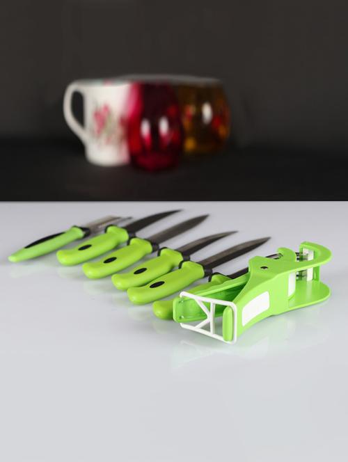 jen 7-pcs green combo of 1 veg cutter, 1 peeler and 5 - 14407427 - Very Small Image - 1