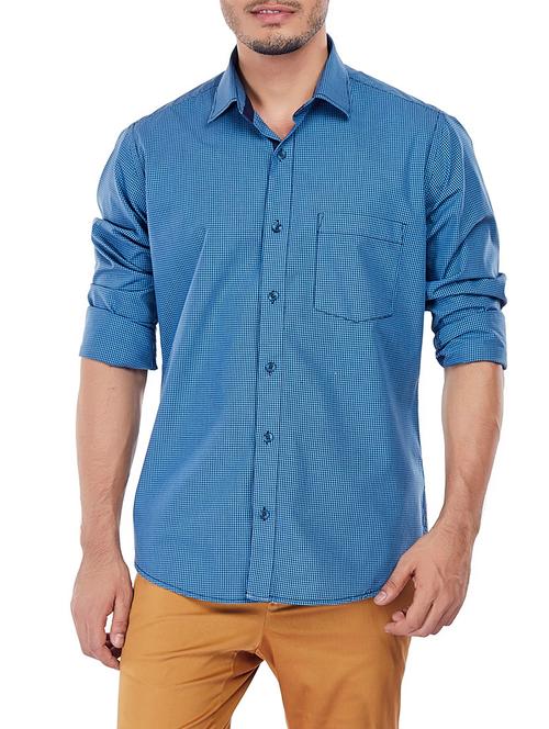 blue cotton casual shirt - 14408069 - Very Small Image - 1