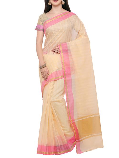 peach silk printed saree with blouse - 14408190 - Very Small Image - 1