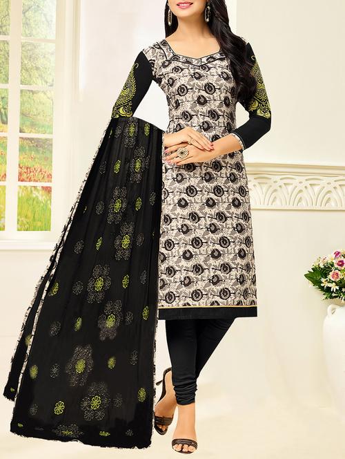 grey cotton blend unstitched suit - 14408261 - Very Small Image - 1