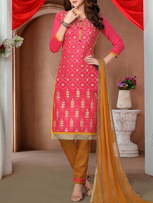 pink straight pant suits dress material - 14408279 - Very Small Image - 1
