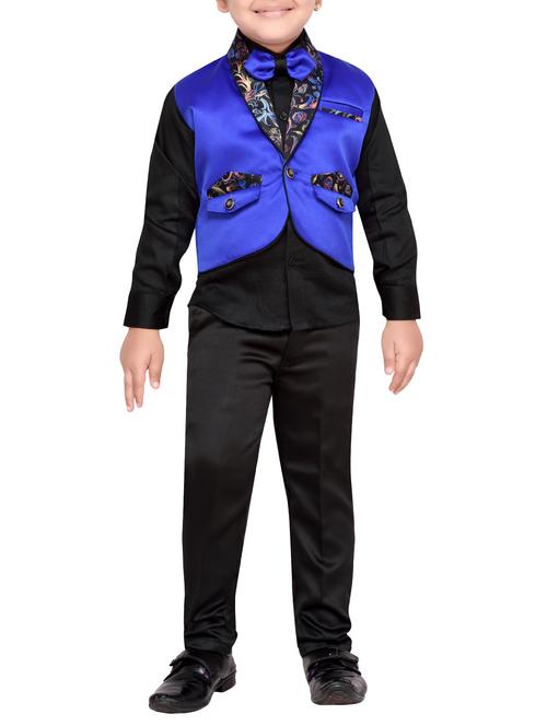 blue and black cotton blend suit set - 14408646 - Very Small Image - 1