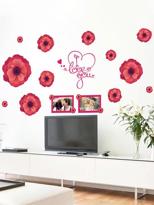 love with red rose theme wall stickers - 14409000 - Very Small Image - 1